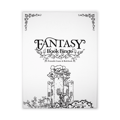 Fantasy Book Bingo Game digital download for readers cover viewed flat from above.