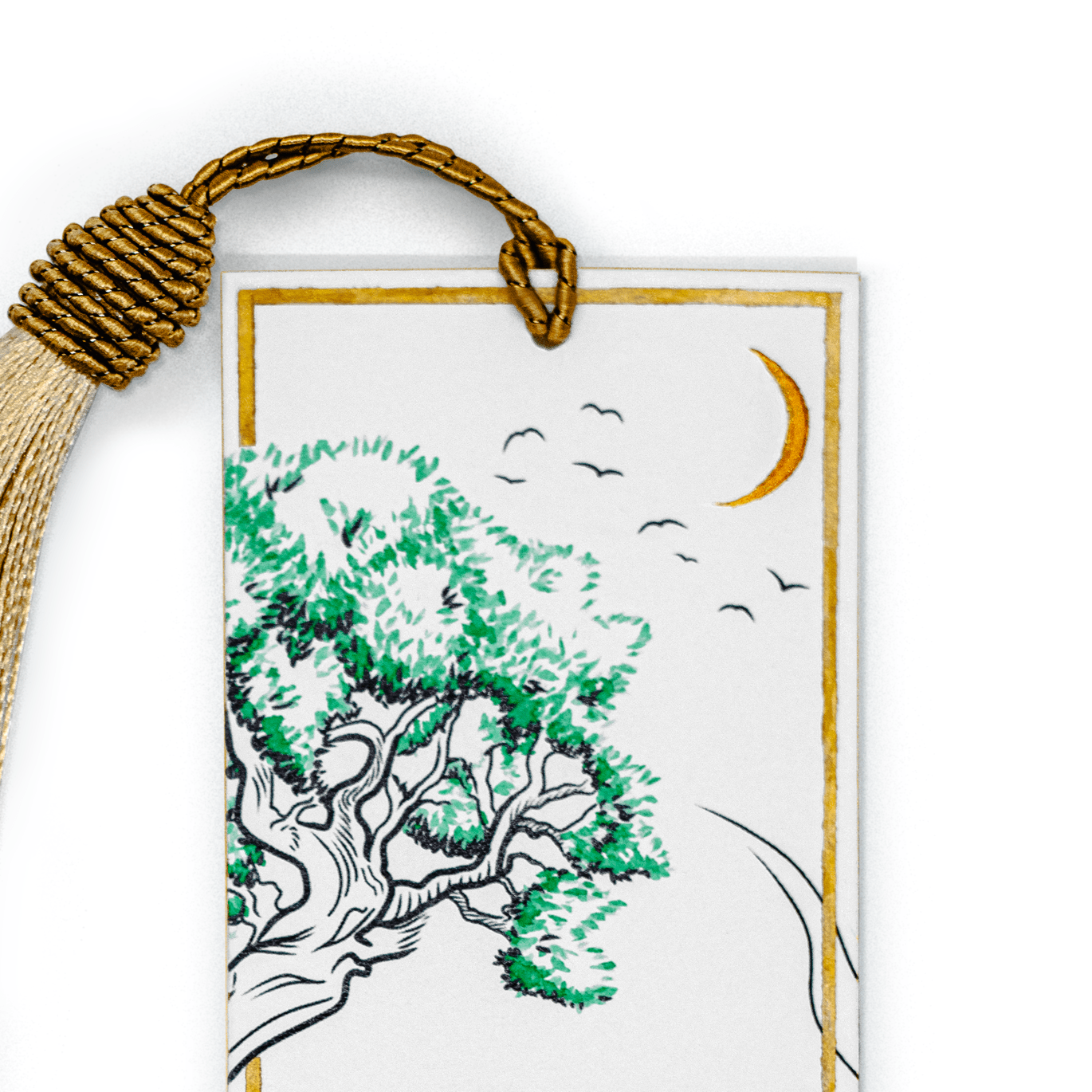 Fantasy Reading The Same Page Bookmark with tassel for readers viewed very close up from above.